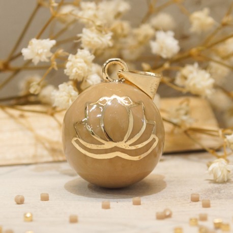 Bola fleur de lotus cappuccino plaqué or jaune